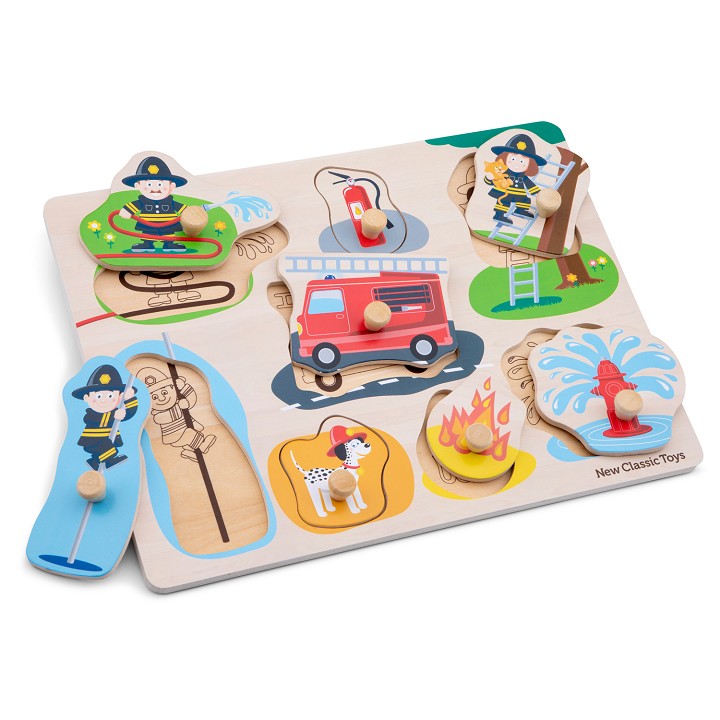 New Classic Toys - Puzzle à Boutons - Pompiers - 8 pièces